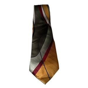 Irvine Park Men's Brown/Green/Gold Silk Tie 59"X3.75"